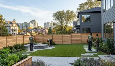 Landscaping team in Cambridge, MA providing professional landscape design services