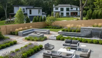 Landscaping crew in Cambridge, MA creating a custom residential garden design