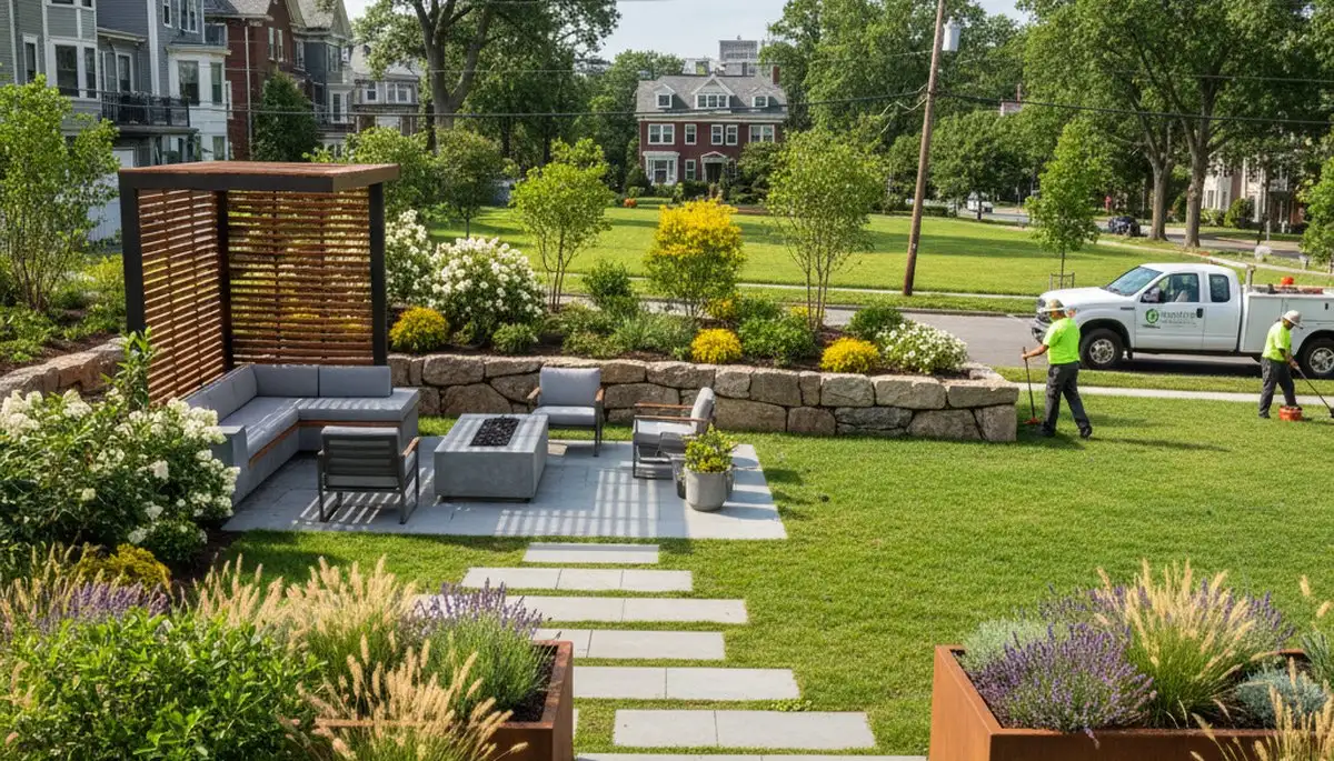 Landscape design team in Cambridge, MA creating a custom residential garden plan