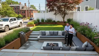 Cambridge, MA landscaping design team creating a custom outdoor living space