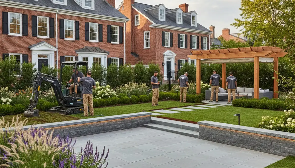 Cambridge, MA landscaping design team planning a custom yard installation