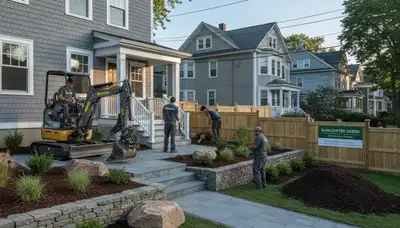 Cambridge, MA landscaping design team planning a custom yard for a residential property