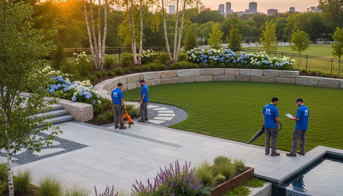 Landscape design team in Cambridge, MA creating a custom residential garden plan