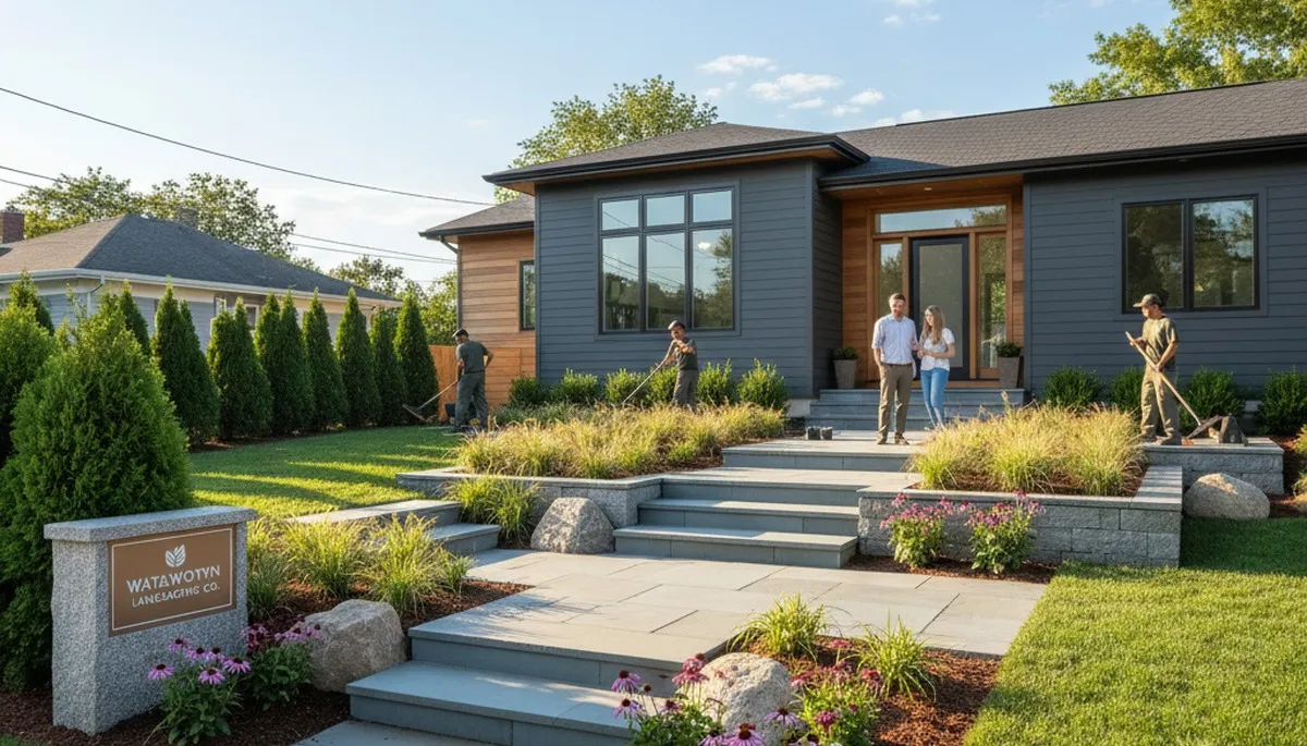 Landscape design team working on a Cambridge, MA residential garden project