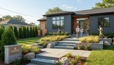 Landscape design team working on a Cambridge, MA residential garden project