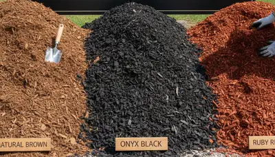 Brown, black, and red mulch color options for landscaping projects in Cambridge, MA